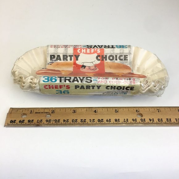 Vtg 1963 Chefs Party Choice Hot Dog Tray Fluted Paper White Prop Collector Rare - Picture 3 of 11